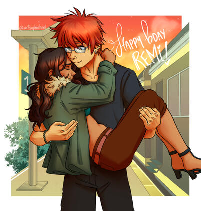 waist-up, rendered. two characters. background: detailed.